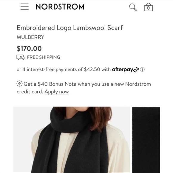 Mulberry England Embroidered Logo Lambswool Black Scarf - Picture 6 of 6